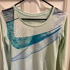 Patagonia Graphic Long Sleeve Top - Mint Green and Teal